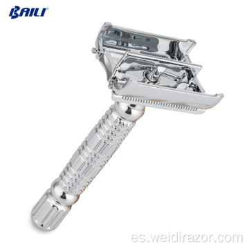 Maquinilla de afeitar de seguridad con mango de metal de doble filo